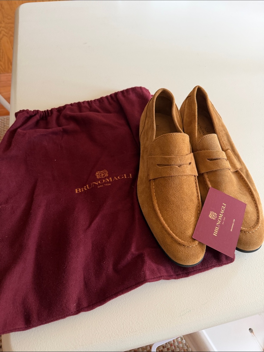 Bruno Magli Men's Camel Suede Penny Loafers Sz 8,5. Bag4